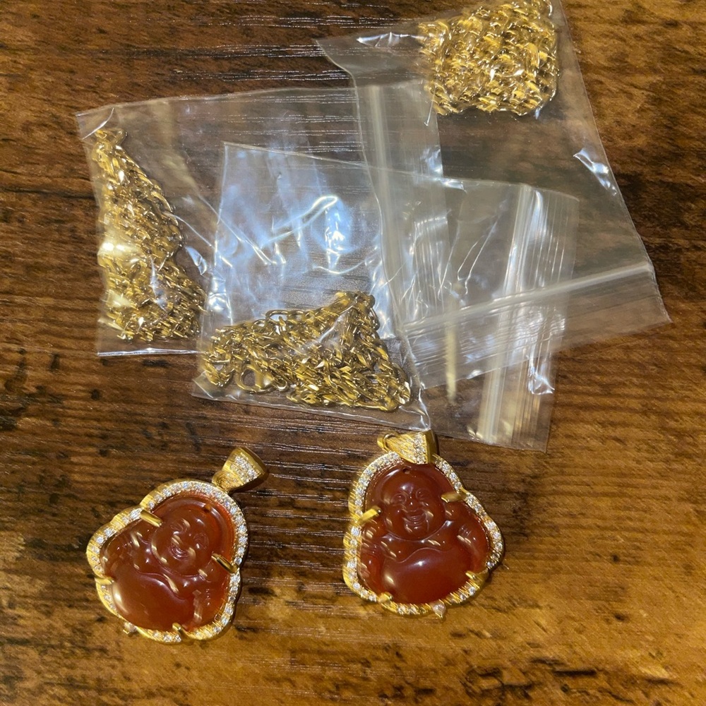 Buddha necklace -burnt orange/red